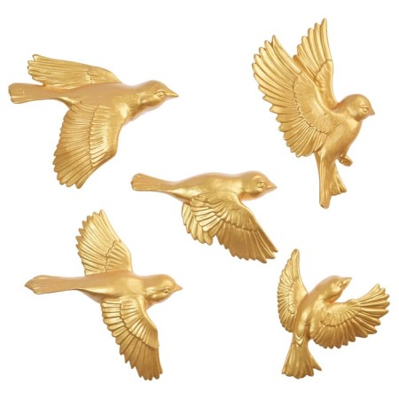 Decoration wall -mounted, plaster panel "birds" 5 pcs, golden-2