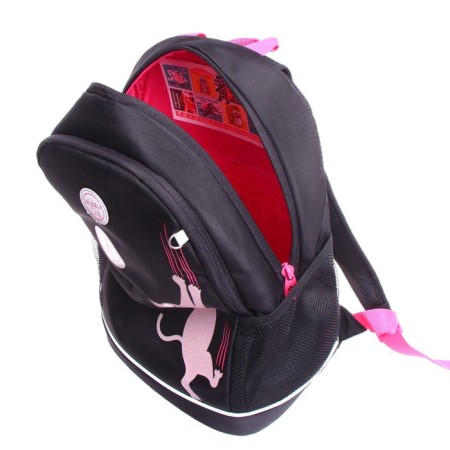 School backpack, 38 x 28 x 18 cm, Grizzly 363, ergonomic back, black/pink RG-363-11_1-8