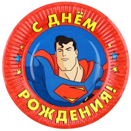 A set of paper utensils, for 6 people "Happy Birthday", superheroes-4