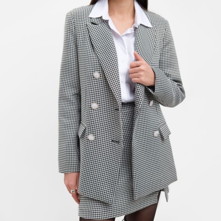 Jacket female double -breasted mist p. 50, black/white-4