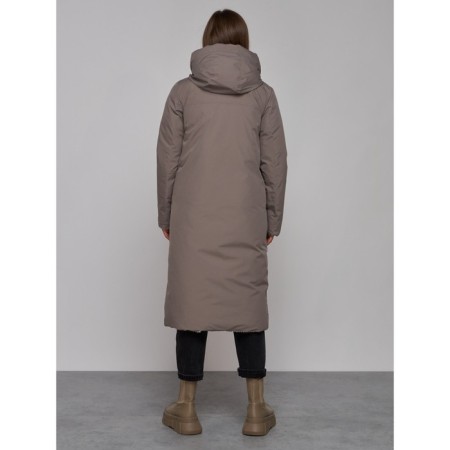 Coat insulated two -sided female, size 48, brown color-3