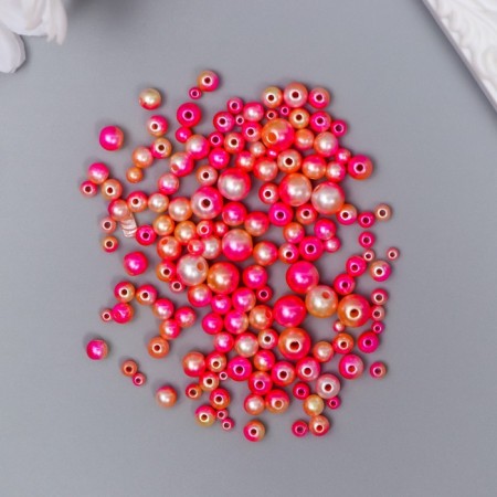 Beads for creativity plastic "Round. Gradient. Mermaid bright pink" D = 3-8mm, set 10 g 74595
