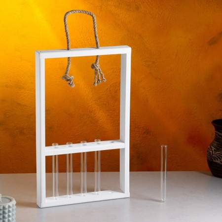 Kashpo wooden 26 × 5 × 40 cm with 5 flasks 15 cm "Extra Slim frame", white give beautifully-5