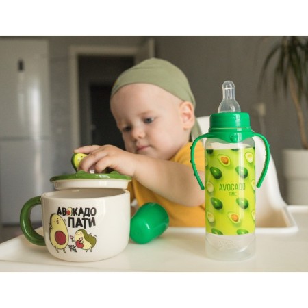 Avocado feeding bottle, classchery throat, 0 months, 250 ml., Cylinder, with handles-6