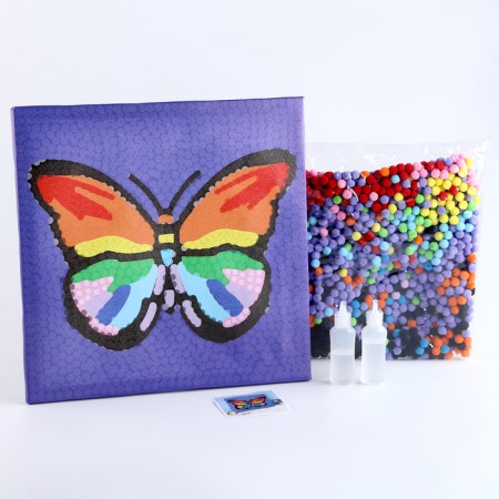 Application with pompom "Butterfly" size - 30 × 30 cm, glue 30 ml