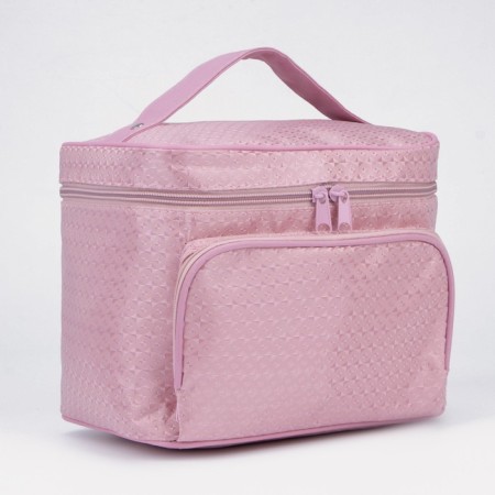 Cosmetic bag with a zipper, with a mirror, pink color