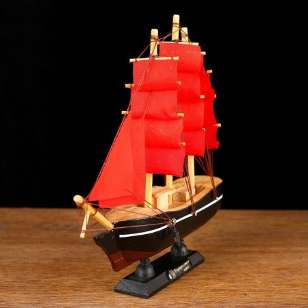 Souvenir small "Vostok" ship, black sides with a white strip, red sails, mix 22 × 5 × 21 cm-2