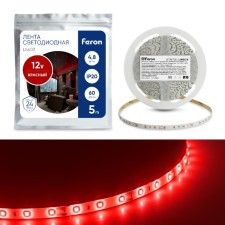 Feron 5 m, IP20, SMD3528, 60 LED/m, 4.8 W/m, 12 V, red glow red.