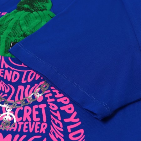 Female T-shirt, bright blue, size One size (42-46)-4