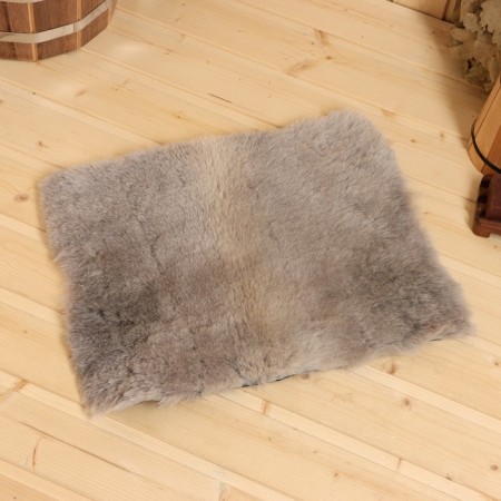 Bathbell rug with sheepskin, black 40x30 cm-2