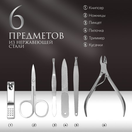 The manicure set “reptile”, 6 objects, in case, brown color/black color-1