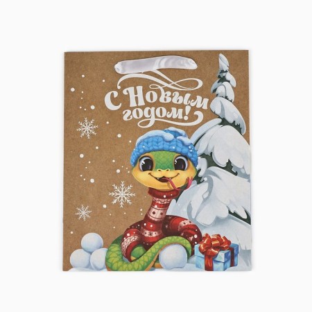 Craft vertical package “Happy New Year”, snake, ml 23 x 27 x 11.5 cm, new year-4