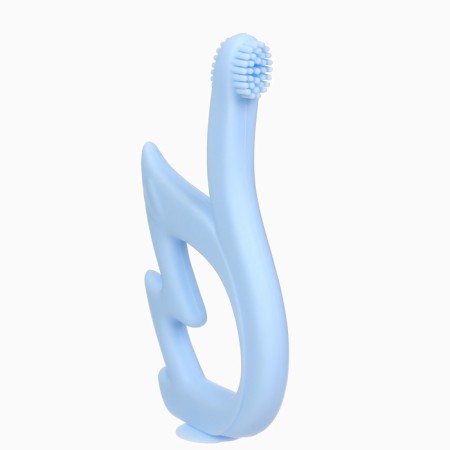 Silicone teething for teeth "Swan", brush, on suction cup, blue color, crumb I-1