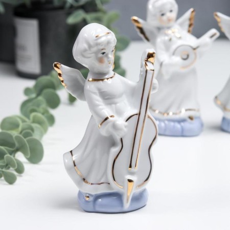 Souvenir Ceramics "Angels in White Togs - Musicians" Set 6 pcs with gold 12.5 cm-2