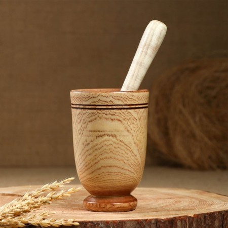 Set: a mortar with a pestle, ash, 13 cm, mix-6