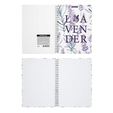 Notebook A5, 80 sheets in a cage on a spiral Erichkrause Lavender, plastic cover, an offset unit, whiteness 100%, mix-1