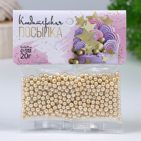 Confectionery decor "The best day", 4 mm, gold, 20 g-1