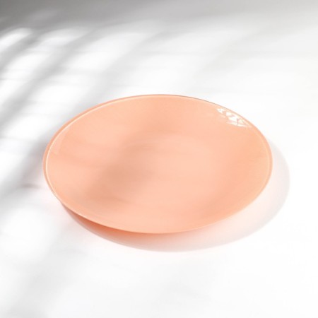 Ivory plate, glass, d = 21 cm, coral color