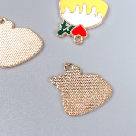Decor for creativity metal, enamel "cupcake with heart" 2x2 cm-1