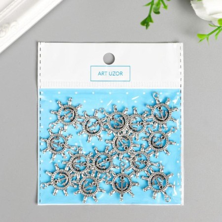 Metal decor "Hot with an anchor" 2.3x2.3 cm-3