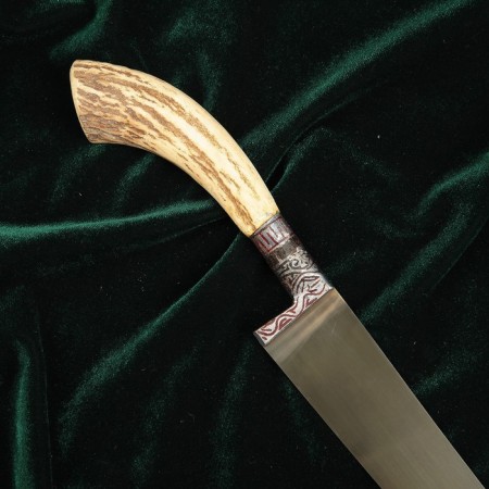 Knife Pchak Sharhon, handle from a horn of a small roar, a guard with an engraving-11