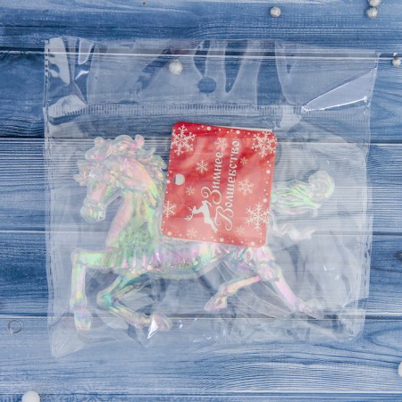 Christmas tree decoration "Horse" 9x12 cm, transparent overflow-2