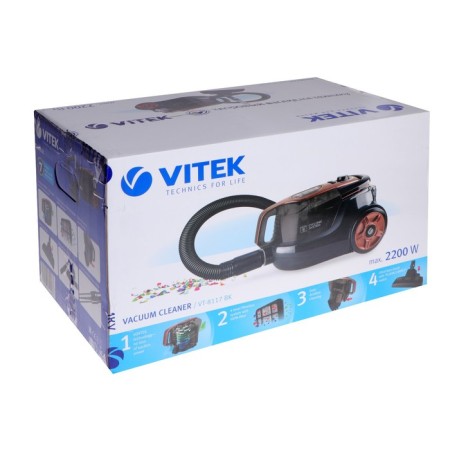 Vitek VT-8117 vacuum cleaner, container, 2200/450 W, 2.5 l, cord 5 m-9
