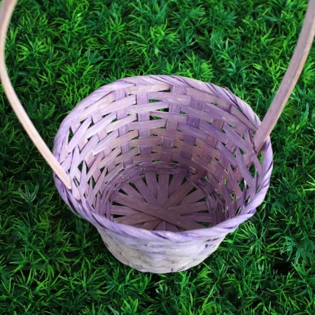 Bamboo wicker basket, d13xh9.5/28cm light purple-2