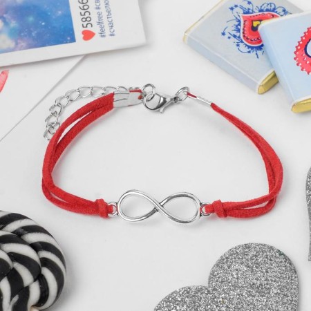 Bracelet-reinforcing “Red thread” Talisman protection, infinity, color silver, 18 cm-1