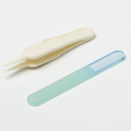 Manicure kit: scissors, forceps, saws, tweezers, blue color-5