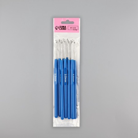Knitting hook, with a plastic handle, d = 3 mm, 13.5 cm, blue color-4