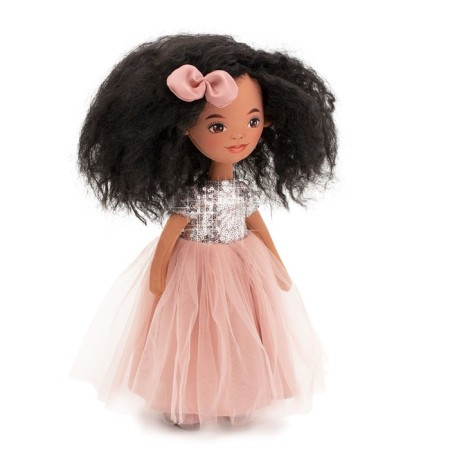 Soft doll "Tina in a pink dress with sequins", 32 cm-3