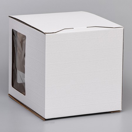 Box for cake 2 windows, with handles, white, 26 x 26 x 30 cm-2