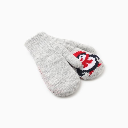 New Year. Double children's "Penguin" mittens, gray color, rr 12-1