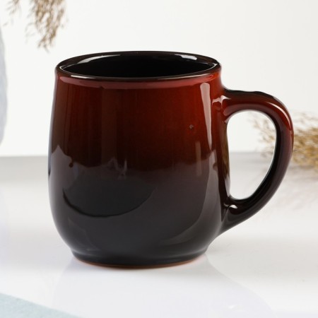 Mug "Form" 0.3l / 9x9.5cm, poppy on black-1