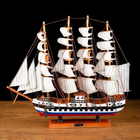 Souvenir medium -sized "Kalhas" ship, sides of a tricolor, white sails, mix, 50x45x9 cm