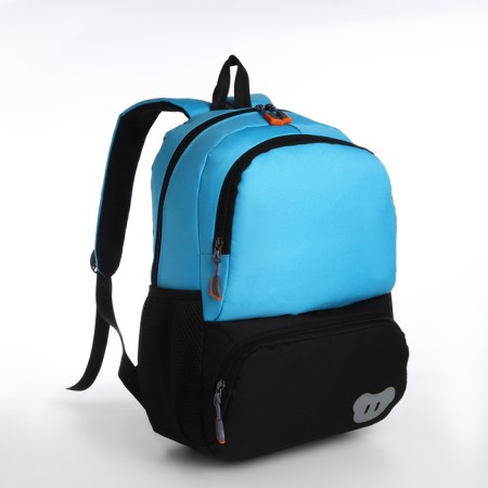 School backpack, 2 lightning departments, 3 pockets, black/blue color-2