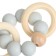 Silicone teether M&B with a wooden ring, gray