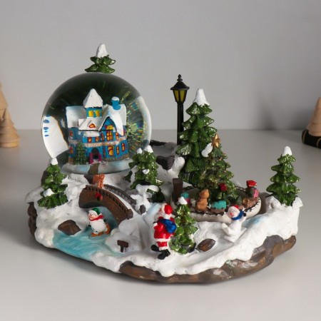 Souvenir Polystone Water Ballion Music, Light "Lapland" is spinning d = 10 cm 25.5x17x16 cm-3