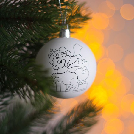 New Year's Christmas tree decoration for coloring "New Year! Unicorn ", d = 5.5 cm-2