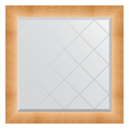 Mirror with engraving in the baguette frame, poisoned with gold 87 mm, 86x86 cm