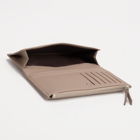 Women's wallet on the button, beige color-2