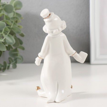 Souvenir Ceramics "Clown with a Player card" white with gold, rhinestones 8x6x13.5 cm-2