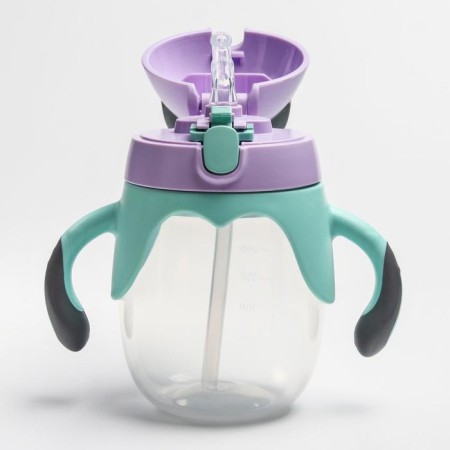 Drunker - children's impotion with silicone tube, 250 ml., With handles, color mix-5