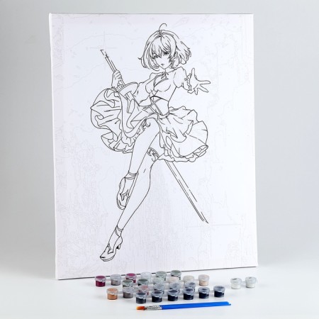 Picture on numbers on canvas with a subframe "Girl with a blade", 40 x 50 cm-1