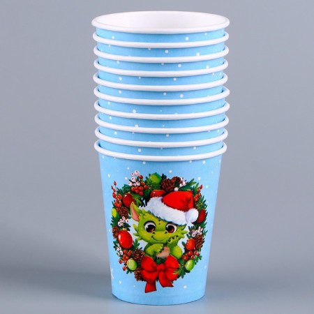 A one -time paper glass “Happy New Year”, dragon, 250 ml-2