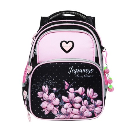 School backpack 40 x 33 x 15 cm, ergonomic back, Across 548, black/pink ACR23-548-3-2