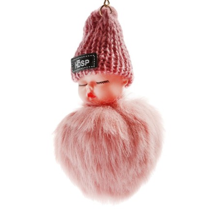 Key keychain, fluffy doll, 10 × 8 cm-2