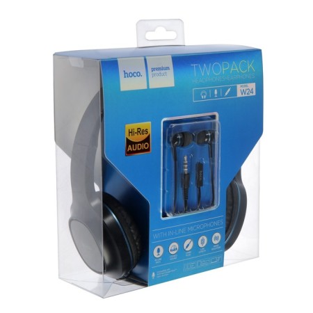 Hoco W24 headphone set, wired, full -size + vacuum, wired, blue-10