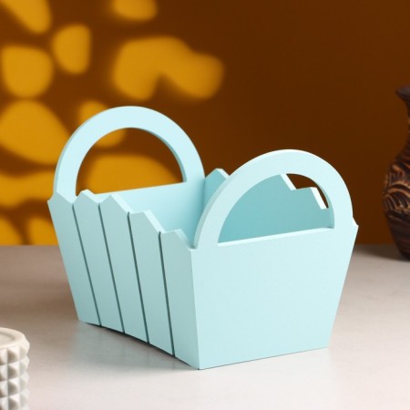 Kashpo wooden 25 × 16 × 17 cm "Maria", side pens, MDF, gray-blue-1